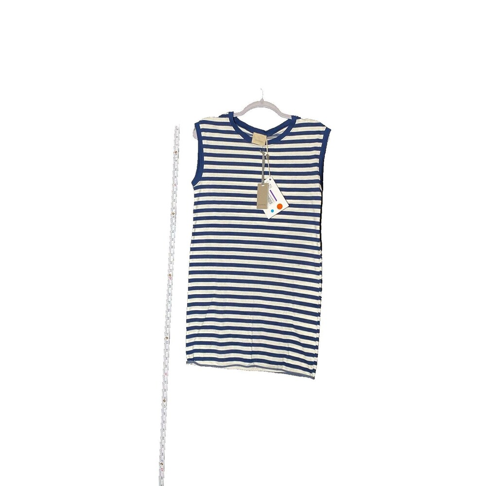 LANEUS Women's White Navy Striped Sleeveless Mini Dress Size S NWT